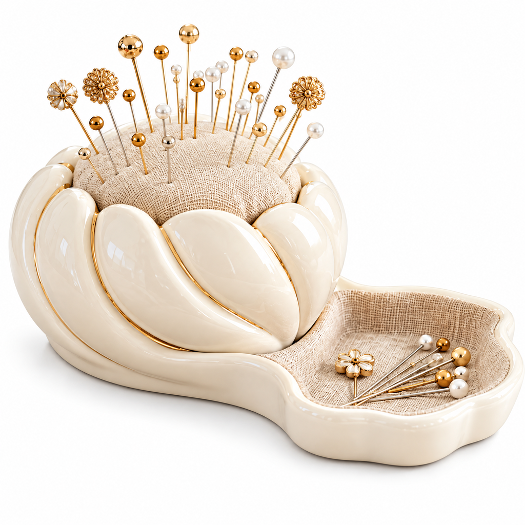 Pin Cushion & Needle Organizer - white background