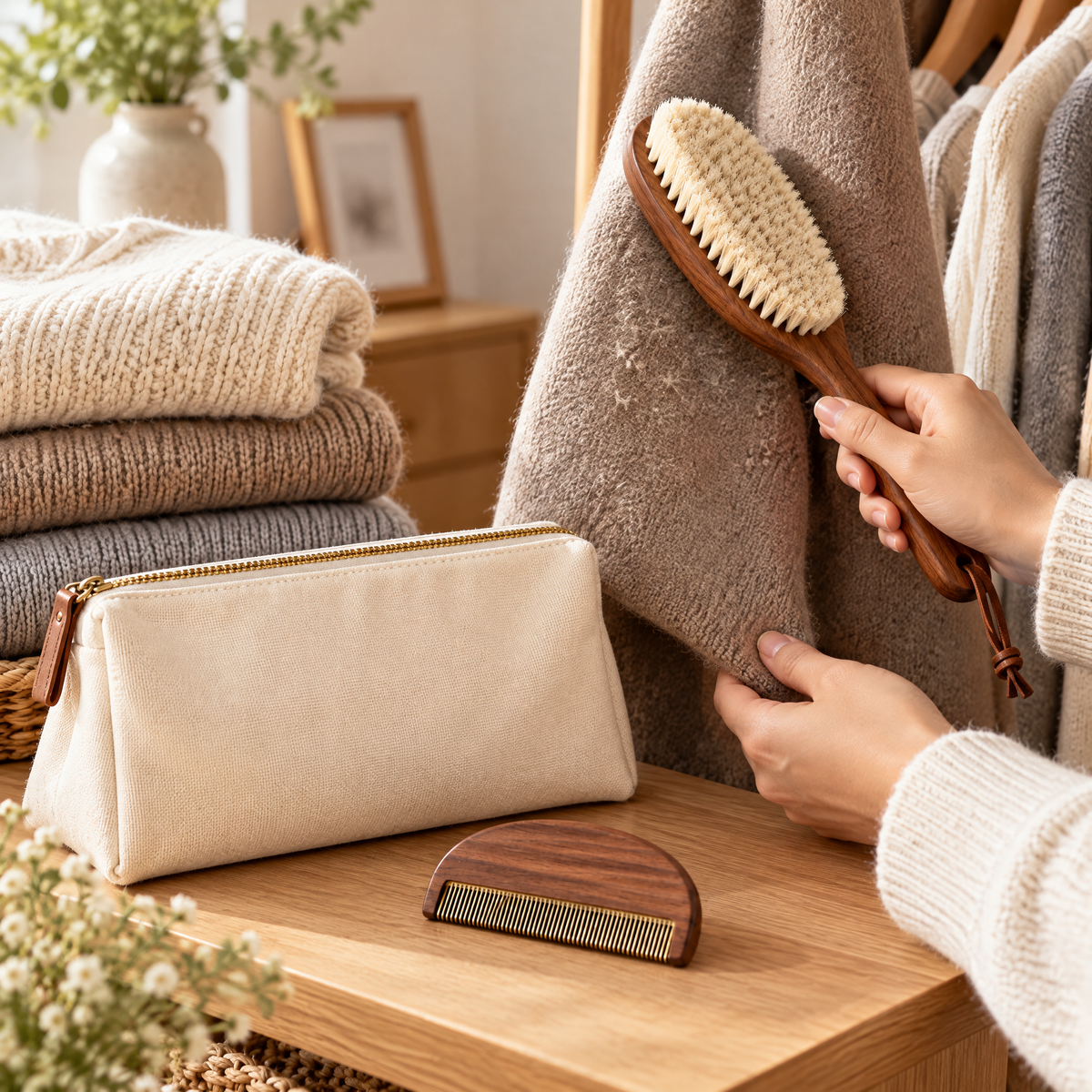 Fabric Lint Brush & Care Set - lifestyle scene