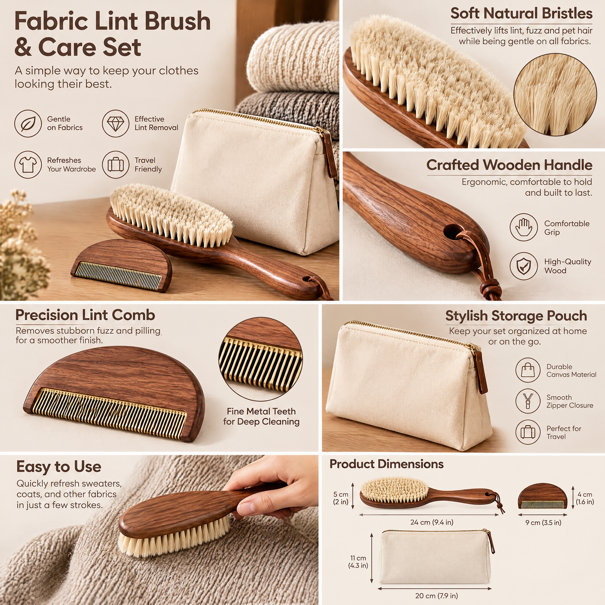 Fabric Lint Brush & Care Set - product details